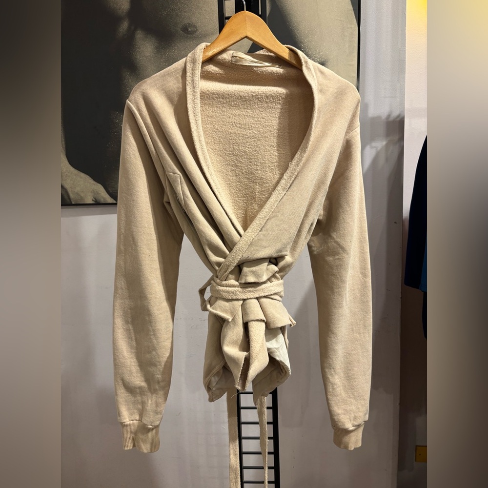 Rick Owens Citroen SS 04 Cream Sweatshirt Wrap Cardigan